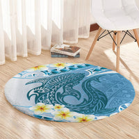 Blue Hawaii Shark Tattoo Round Carpet Frangipani With Polynesian Pastel Version LT14 - Polynesian Pride
