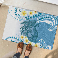 Blue Hawaii Shark Tattoo Rubber Doormat Frangipani With Polynesian Pastel Version LT14 - Polynesian Pride