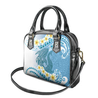 Blue Hawaii Shark Tattoo Shoulder Handbag Frangipani With Polynesian Pastel Version