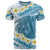 Blue Hawaii Shark Tattoo T Shirt Frangipani With Polynesian Pastel Version