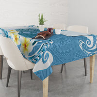 Blue Hawaii Shark Tattoo Tablecloth Frangipani With Polynesian Pastel Version