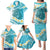 Turquoise Hawaii Shark Tattoo Family Matching Puletasi and Hawaiian Shirt Frangipani With Polynesian Pastel Version