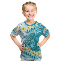 Turquoise Hawaii Shark Tattoo Kid T Shirt Frangipani With Polynesian Pastel Version