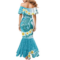 Turquoise Hawaii Shark Tattoo Mermaid Dress Frangipani With Polynesian Pastel Version