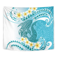 Turquoise Hawaii Shark Tattoo Tapestry Frangipani With Polynesian Pastel Version