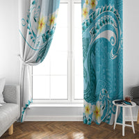Turquoise Hawaii Shark Tattoo Window Curtain Frangipani With Polynesian Pastel Version LT14 - Polynesian Pride