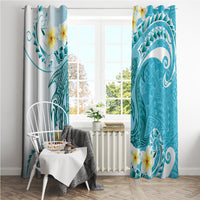 Turquoise Hawaii Shark Tattoo Window Curtain Frangipani With Polynesian Pastel Version LT14 - Polynesian Pride