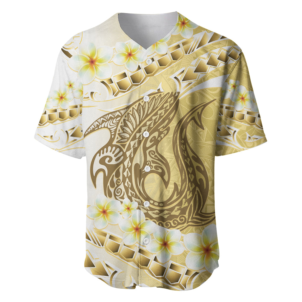Gold Hawaii Shark Tattoo Baseball Jersey Frangipani With Polynesian Pastel Version