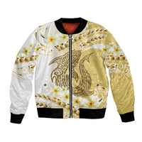 Gold Hawaii Shark Tattoo Bomber Jacket Frangipani With Polynesian Pastel Version