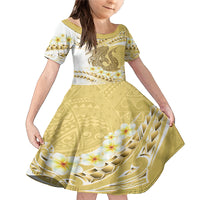 Gold Hawaii Shark Tattoo Family Matching Mermaid Dress and Hawaiian Shirt Frangipani With Polynesian Pastel Version