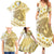 Gold Hawaii Shark Tattoo Family Matching Summer Maxi Dress and Hawaiian Shirt Frangipani With Polynesian Pastel Version
