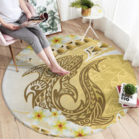 Gold Hawaii Shark Tattoo Round Carpet Frangipani With Polynesian Pastel Version LT14 - Polynesian Pride