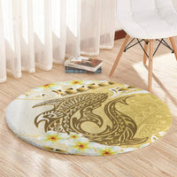 Gold Hawaii Shark Tattoo Round Carpet Frangipani With Polynesian Pastel Version LT14 - Polynesian Pride