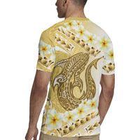 Gold Hawaii Shark Tattoo Rugby Jersey Frangipani With Polynesian Pastel Version
