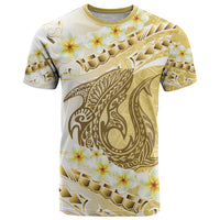 Gold Hawaii Shark Tattoo T Shirt Frangipani With Polynesian Pastel Version