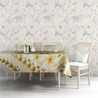 Gold Hawaii Shark Tattoo Tablecloth Frangipani With Polynesian Pastel Version
