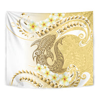 Gold Hawaii Shark Tattoo Tapestry Frangipani With Polynesian Pastel Version
