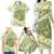 Green Hawaii Shark Tattoo Family Matching Long Sleeve Bodycon Dress and Hawaiian Shirt Frangipani With Polynesian Pastel Version