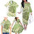 Green Hawaii Shark Tattoo Family Matching Off The Shoulder Long Sleeve Dress and Hawaiian Shirt Frangipani With Polynesian Pastel Version