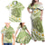 Green Hawaii Shark Tattoo Family Matching Off Shoulder Maxi Dress and Hawaiian Shirt Frangipani With Polynesian Pastel Version