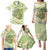 Green Hawaii Shark Tattoo Family Matching Puletasi and Hawaiian Shirt Frangipani With Polynesian Pastel Version