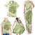 Green Hawaii Shark Tattoo Family Matching Tank Maxi Dress and Hawaiian Shirt Frangipani With Polynesian Pastel Version
