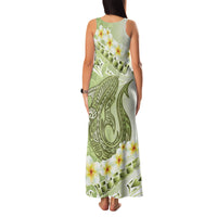 Green Hawaii Shark Tattoo Family Matching Tank Maxi Dress and Hawaiian Shirt Frangipani With Polynesian Pastel Version