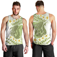 Green Hawaii Shark Tattoo Men Tank Top Frangipani With Polynesian Pastel Version