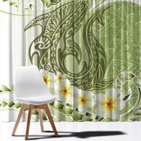 Green Hawaii Shark Tattoo Window Curtain Frangipani With Polynesian Pastel Version LT14 - Polynesian Pride