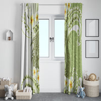 Green Hawaii Shark Tattoo Window Curtain Frangipani With Polynesian Pastel Version LT14 - Polynesian Pride