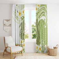 Green Hawaii Shark Tattoo Window Curtain Frangipani With Polynesian Pastel Version LT14 - Polynesian Pride
