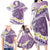 Purple Hawaii Shark Tattoo Family Matching Long Sleeve Bodycon Dress and Hawaiian Shirt Frangipani With Polynesian Pastel Version