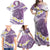 Purple Hawaii Shark Tattoo Family Matching Off Shoulder Maxi Dress and Hawaiian Shirt Frangipani With Polynesian Pastel Version