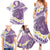 Purple Hawaii Shark Tattoo Family Matching Summer Maxi Dress and Hawaiian Shirt Frangipani With Polynesian Pastel Version
