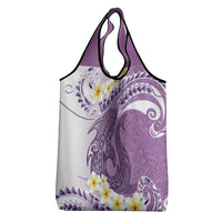 Purple Hawaii Shark Tattoo Grocery Bag Frangipani With Polynesian Pastel Version