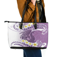 Purple Hawaii Shark Tattoo Leather Tote Bag Frangipani With Polynesian Pastel Version LT14 - Polynesian Pride