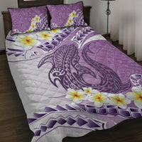 Purple Hawaii Shark Tattoo Quilt Bed Set Frangipani With Polynesian Pastel Version LT14 Purple - Polynesian Pride