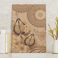 Brown Bula Fiji Canvas Wall Art Fijian Dance Fan Tapa Cloth Pattern