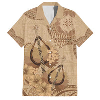 Brown Bula Fiji Family Matching Tank Maxi Dress and Hawaiian Shirt Fijian Dance Fan Tapa Cloth Pattern