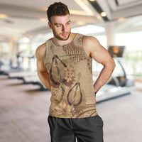 Brown Bula Fiji Men Tank Top Fijian Dance Fan Tapa Cloth Pattern