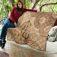 Brown Bula Fiji Quilt Fijian Dance Fan Tapa Cloth Pattern