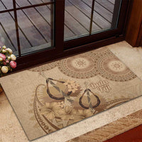 Brown Bula Fiji Rubber Doormat Fijian Dance Fan Tapa Cloth Pattern