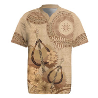 Brown Bula Fiji Rugby Jersey Fijian Dance Fan Tapa Cloth Pattern