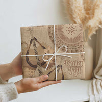 Brown Bula Fiji Wrapping Paper Fijian Dance Fan Tapa Cloth Pattern - Polynesian Pride