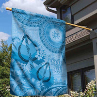 Blue Bula Fiji Garden Flag Fijian Dance Fan Tapa Cloth Pattern LT14 - Polynesian Pride