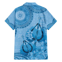 Blue Bula Fiji Hawaiian Shirt Fijian Dance Fan Tapa Cloth Pattern