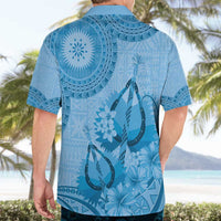 Blue Bula Fiji Hawaiian Shirt Fijian Dance Fan Tapa Cloth Pattern