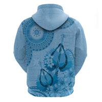 Blue Bula Fiji Hoodie Fijian Dance Fan Tapa Cloth Pattern