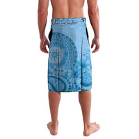 Blue Bula Fiji Lavalava Fijian Dance Fan Tapa Cloth Pattern