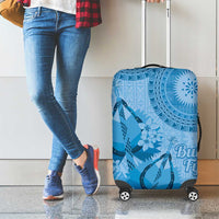 Blue Bula Fiji Luggage Cover Fijian Dance Fan Tapa Cloth Pattern LT14 - Polynesian Pride